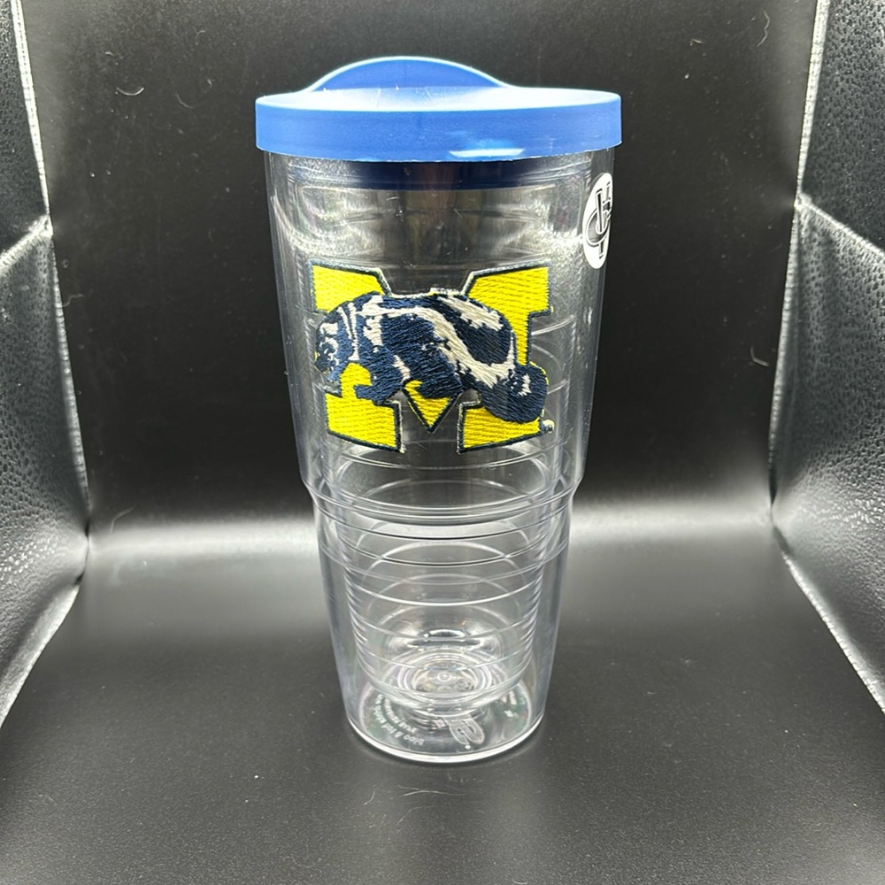 Tervis 24 oz beverage container. University of Michigan motif
